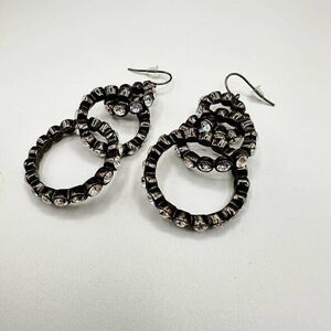 Three Hoop Interlock Rhinestone Drop Earrings